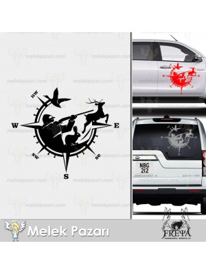 Avcı Pusula Sticker. Avcılık Pusula Sticker