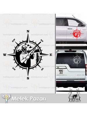 Avcı Pusula Off Road Karavan Sticker. Ördek Avı Sticker