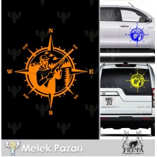 Avcı Pusula Off Road Karavan Sticker. Ördek Avı Sticker 