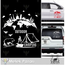 Outdoor Kamp Karavan Sticker. Dünya Karavan Sticker 