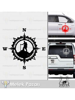 Off Road Dağcı Pusula Sticker. 