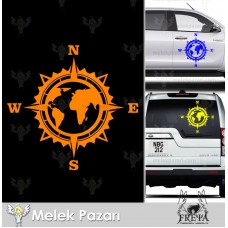Pusula Dünya Off Road Karavan Sticker. Dünya Haritası Sticker. 