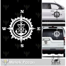 Gemi Çapası Pusula Off Road Karavan Sticker. Gemi Çapası Çıkartma 