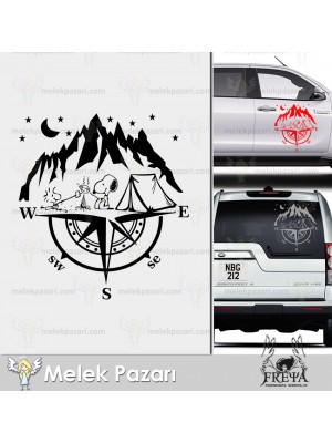Pusula Karavan Sticker. Kamp Yapan Köpekler Pusula Karavan Çıkartması Pusula Karavan Sticker. Kamp Yapan Köpekler Pusula Karavan Çıkartması