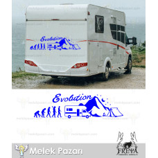 Evolution Karavan Sticker. Evrim Kamp Karavan Çıkartma 