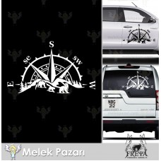 Manzara Pusula Oto Sticker, Pusula Karavan Sticker. Ayı Sürüsü Pusula Karavan Çıkarması 