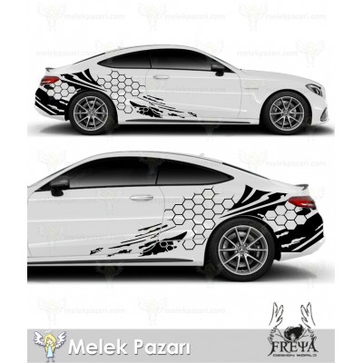 Petek Yan Gövde Oto Sticker, Petek Araba Stickerı. Petek Arka Çamurluk Oto Çıkartma