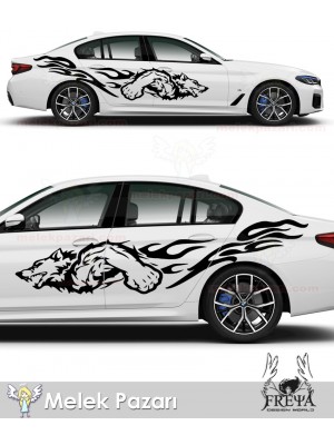 Kurt Alevli Yan Kapı Araba Sticker. Alevli Kurt Oto Arka Çamurluk ve Kapı Çıkartması Kurt Alevli Yan Kapı Araba Sticker. Alevli Kurt Oto Arka Çamurluk ve Kapı Çıkartması