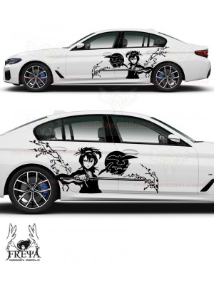 Samuray Kız Yan Kapı Oto Sticker, Samurai Girl Arka Çamurluk Araba Çıkartma