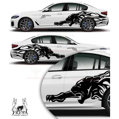 Jaguar Araba Arka Çamurluk Sticker, Jaguar Araba Yan Kapı Çıartma