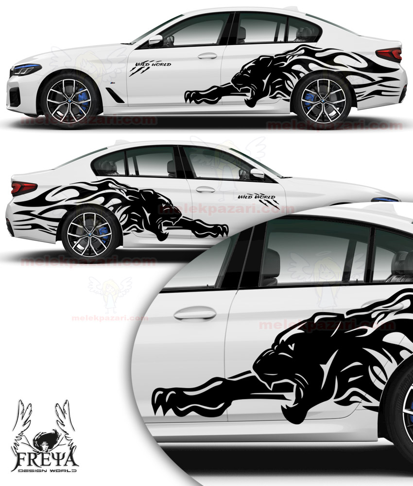 Jaguar Araba Arka Çamurluk Sticker, Jaguar Araba Yan Kapı Çıartma