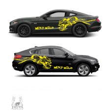 Vahşi Kurt Çamurluk Üstü Yan Gövde Oto Sticker, Kurt Araba Stickerı 