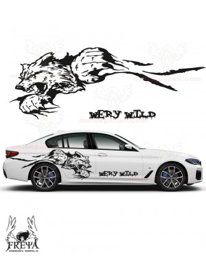 Vahşi Kurt Çamurluk Üstü Yan Gövde Oto Sticker, Kurt Araba Stickerı Vahşi Kurt Çamurluk Üstü Yan Gövde Oto Sticker, Kurt Araba Stickerı