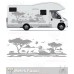 Aslan Karavan Sticker. Afika Doğa Manzarası Kamp Karavan Sticker