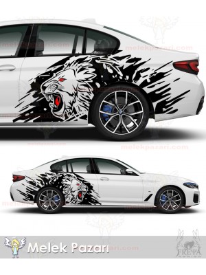 Aslan Çamurluk Üstü Yan Gövde Oto Sticker, Araba Stickerı