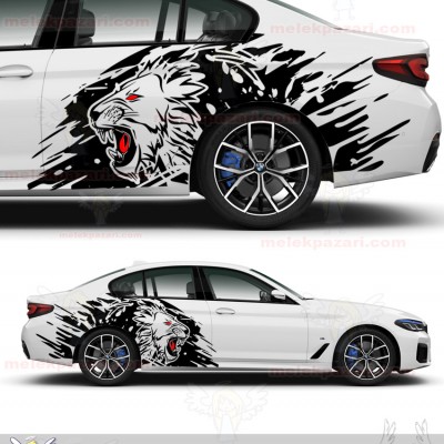 Aslan Çamurluk Üstü Yan Gövde Oto Sticker, Araba Stickerı
