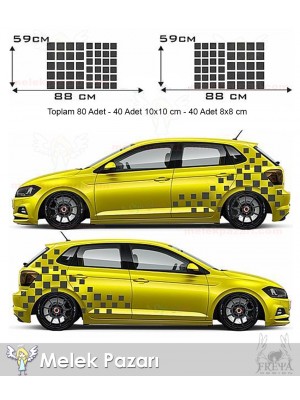 Kare Desen Araba Arka Çamurluk Sticker Kare Desen Araba Arka Çamurluk Sticker