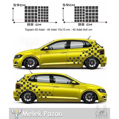 Kare Desen Araba Arka Çamurluk Sticker