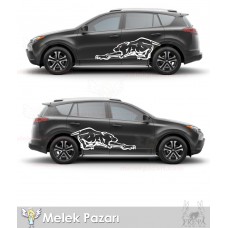 Vahşi Aslan Yan Gövde Sticker. Oto Çamurluk Sticker 