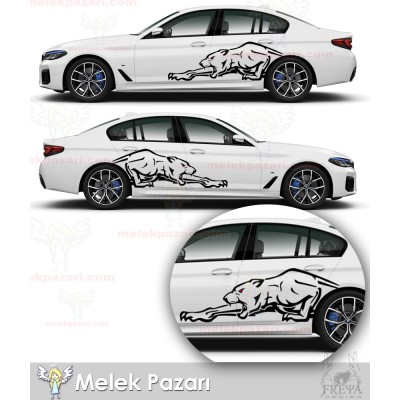 Vahşi Aslan Yan Gövde Sticker. Oto Çamurluk Sticker