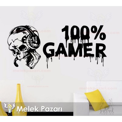 Gamer Oyuncu Duvar Sticker, Oyun Salonu Sticker