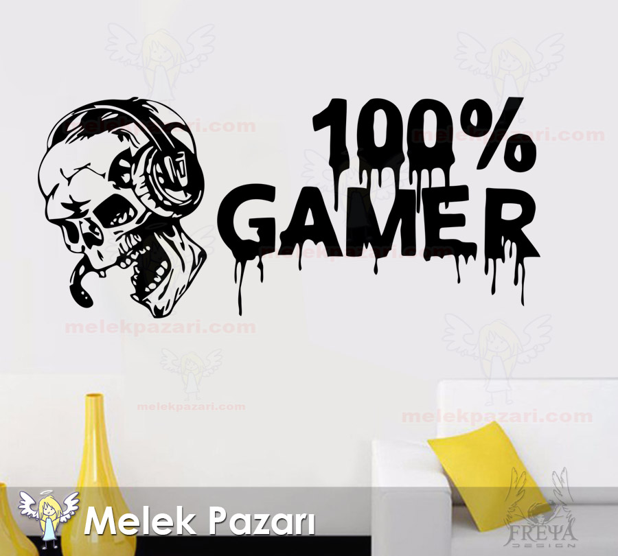 Gamer Oyuncu Duvar Sticker, Oyun Salonu Sticker