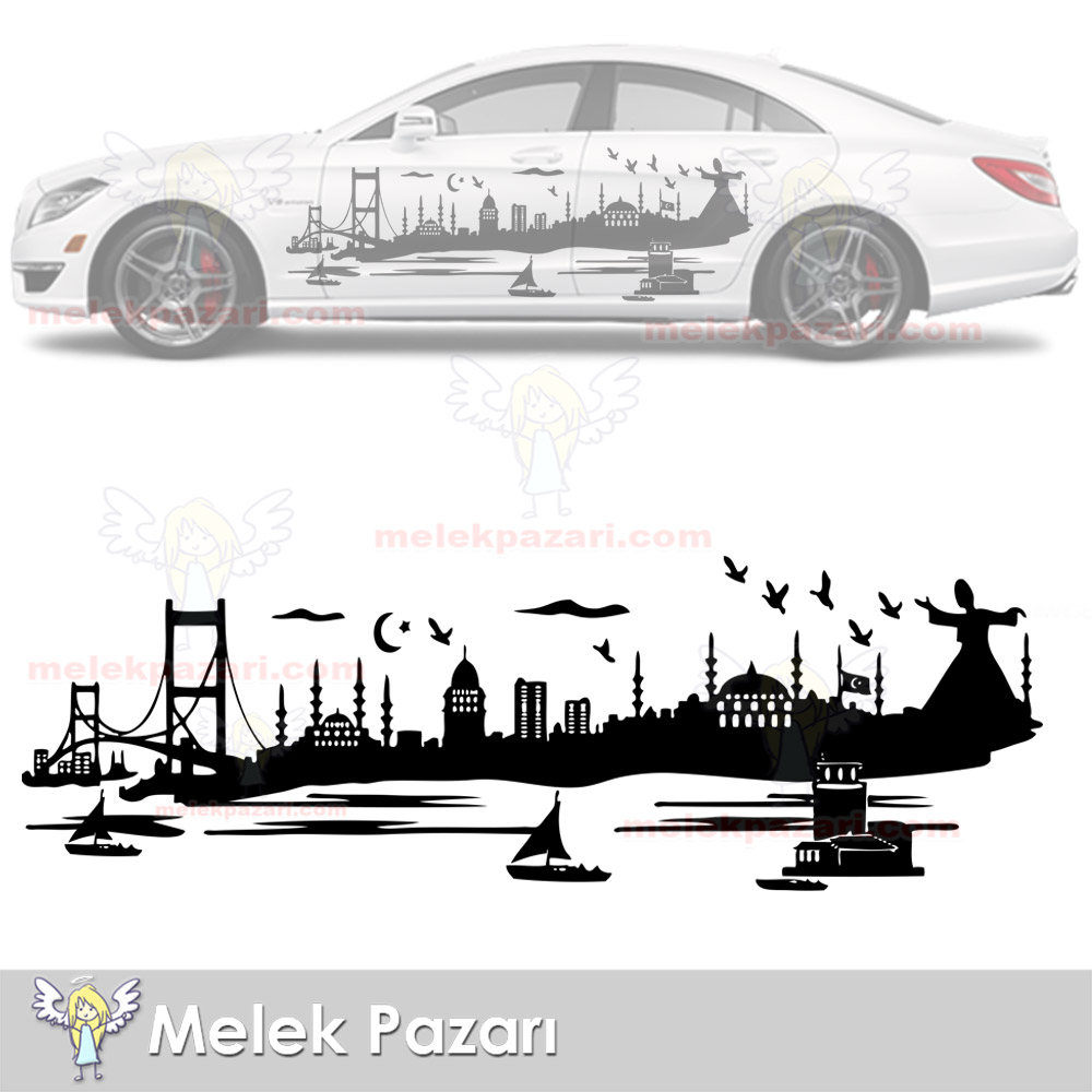 İstanbul Manzarası Semazen Araba Sticker, Karavan Sticker