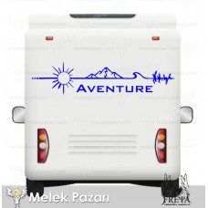 Adventure Dağ ve Güneş Karavan Sticker, Karavan Çıkartmaları 