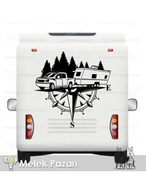 Çekme Karavan Pusula Doğa Sticker Çekme Karavan Pusula Doğa Sticker