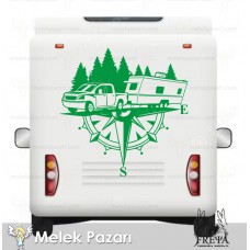 Çekme Karavan Pusula Doğa Sticker 