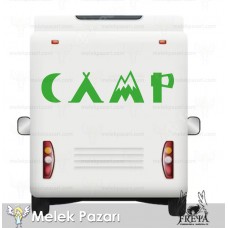 Kamp Doğa Karavan Sticker. AY, Dağ, Çadır ve Balta Karavan Sticker 