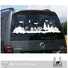 Kamp Dağ Manzarası Karavan Sticker 