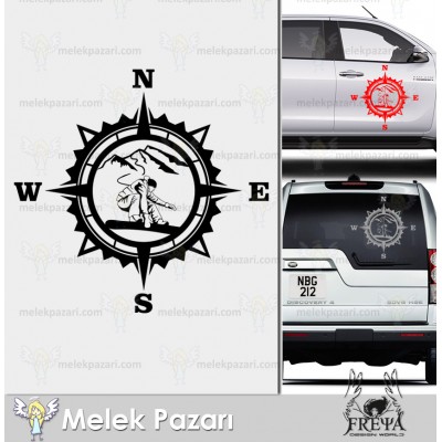 Snowboard Pusula Karavan Sticker. Kayak Pusula Off Road Karavan Sticker