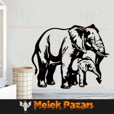 Anne Fil ve Yavru Fil Duvar Sticker, Duvar Dekoru