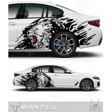 Aslan Çamurluk Üstü Yan Gövde Oto Sticker, Araba Stickerı