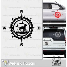Av Köpeği Pusula Sticker. Avcılık Sticker. Off Road Pusula Sticker 