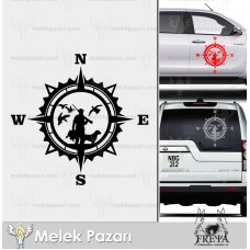 Avcı Pusula Off Road Karavan Sticker. Avcılık Sticker 