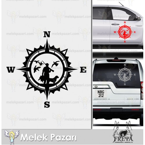 Avcı Pusula Off Road Karavan Sticker. Avcılık Sticker