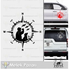 Avcı Pusula Off Road Sticker. Avcılık Sticker 