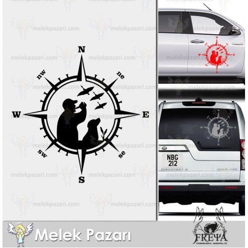 Avcı Pusula Off Road Sticker. Avcılık Sticker