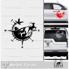 Avcı Pusula Sticker. Avcılık Pusula Sticker 