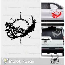Cross Motor Pusula Sticker 