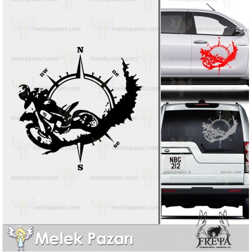 Cross Motor Pusula Sticker
