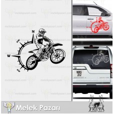Cross Motor Pusula Sticker. Cross Motor Çıkartma 