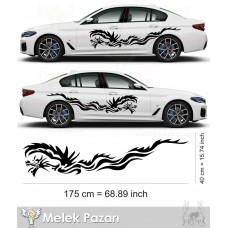 Ejderha Oto Yan Gövde Sticker, Dragon Yan Gövde Oto Sticker