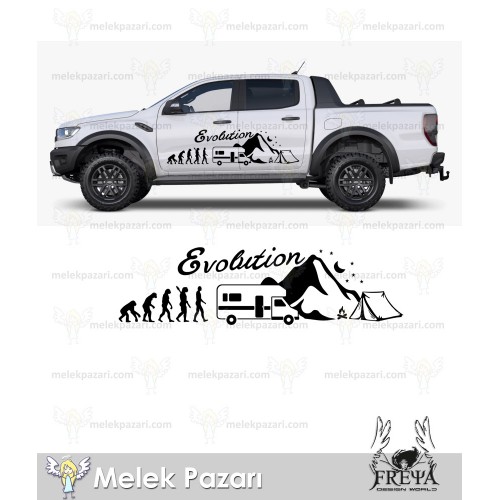 Evolution Karavan Sticker. Evrim Kamp Karavan Çıkartma