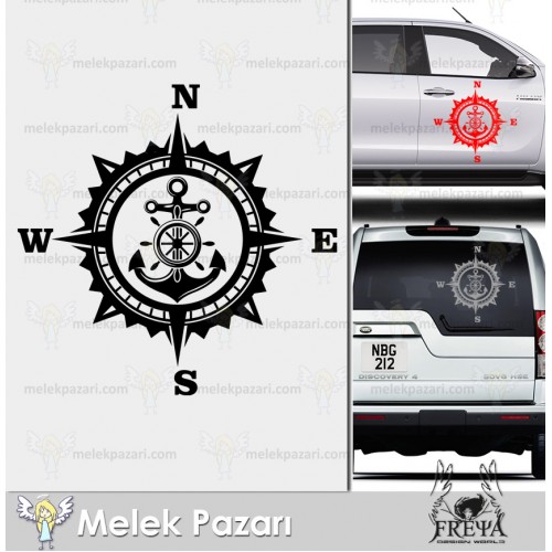 Gemi Çapası Pusula Off Road Karavan Sticker. Gemi Çapası Çıkartma