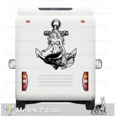 Gemi Çapası ve Denizkızı Off Road Karavan Tekne Sticker