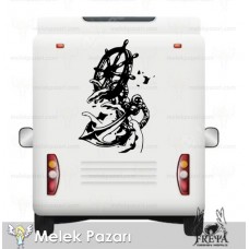 Gemi Çapası ve Gemi Dümeni Off Road karavan Sticker 