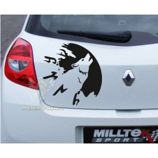 Göktürkçe Türk Ay ve Kurt Araba Sticker